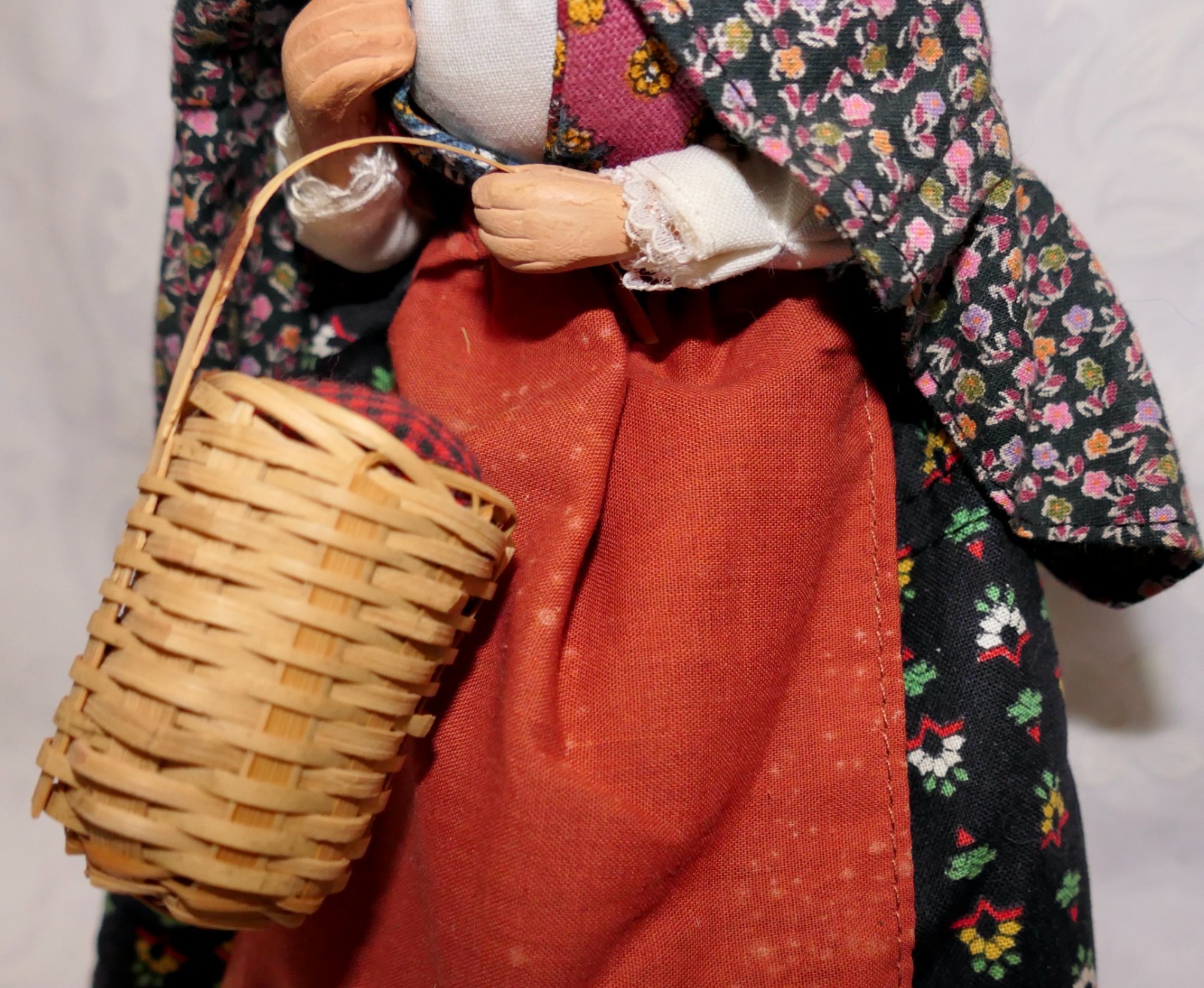Vintage Santon France Signed Sylvette Amy Terracotta Hunched Old Woman Figurine