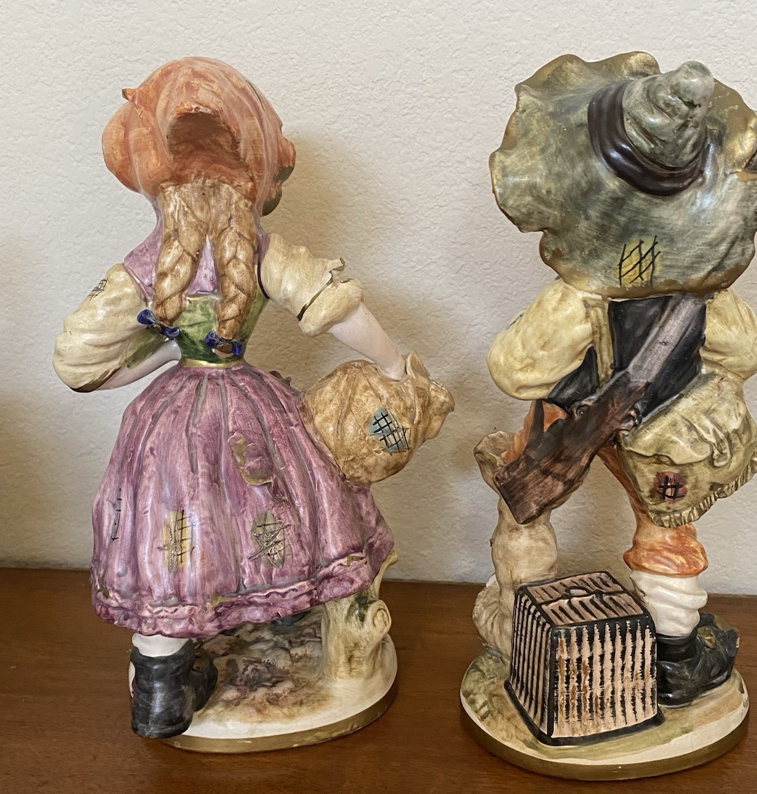 Vintage 2Pc Capodimonte Porcelain Peasant Boy & Girl 13.5” Inch Made in Italy