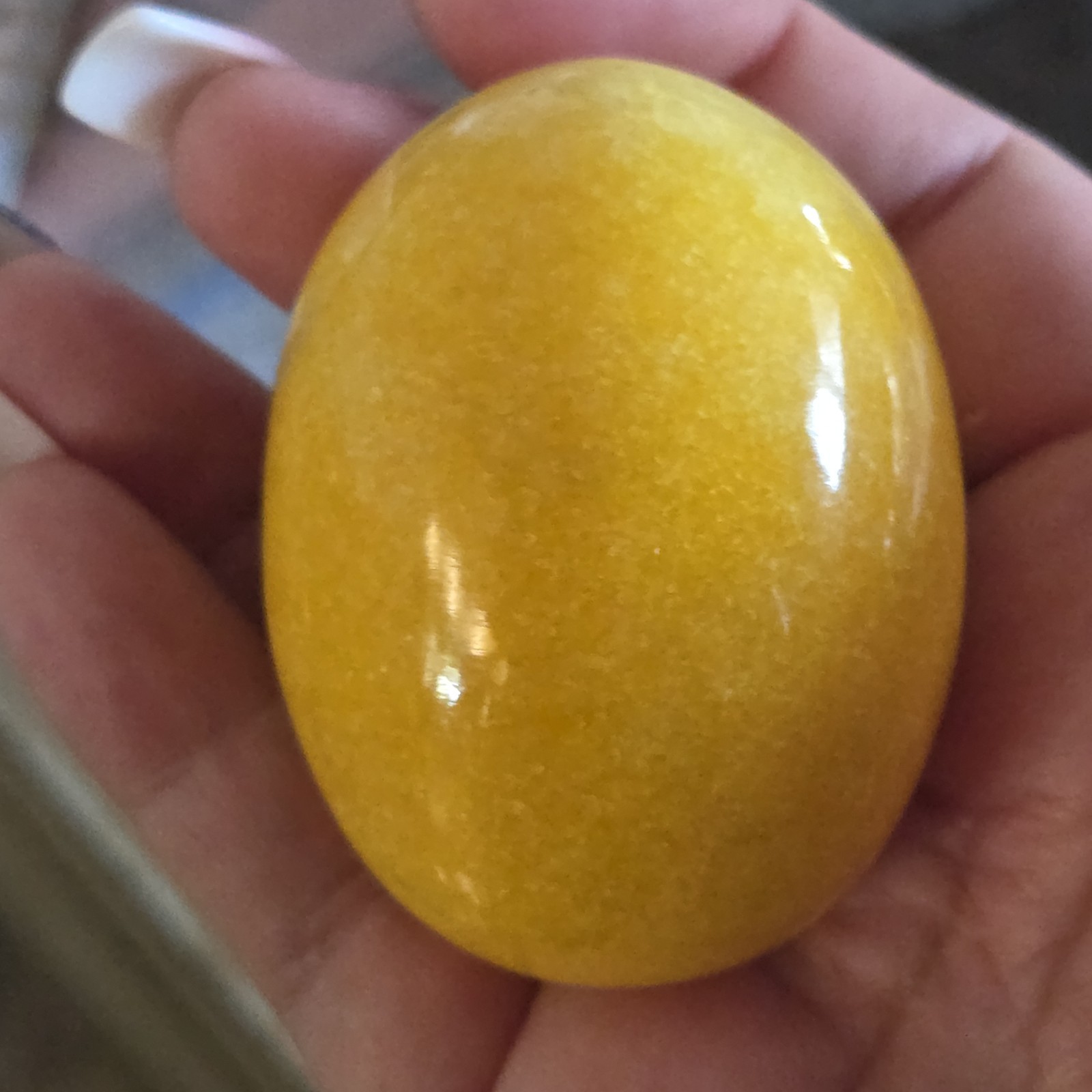 Vintage Yellow Alabaster Stone Egg Polished Marble Calcite Decor Paperweight 2.2