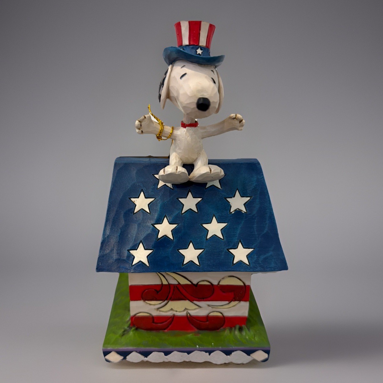Jim Shore Peanuts Snoopy Home of the Brave Figurine Patriotic Flag House Rare