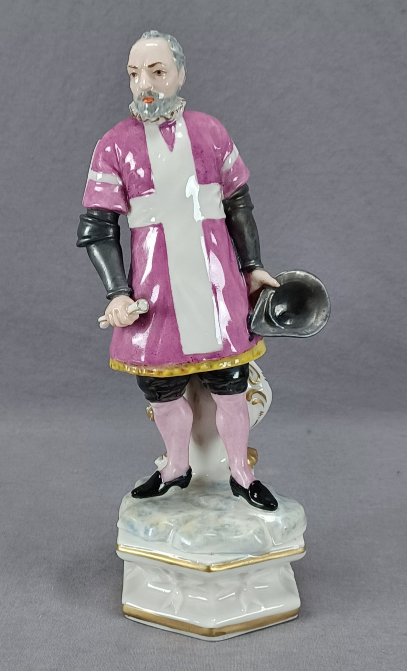 Early 20th Century Dresden Hand Painted Conquistador Porcelain Figurine