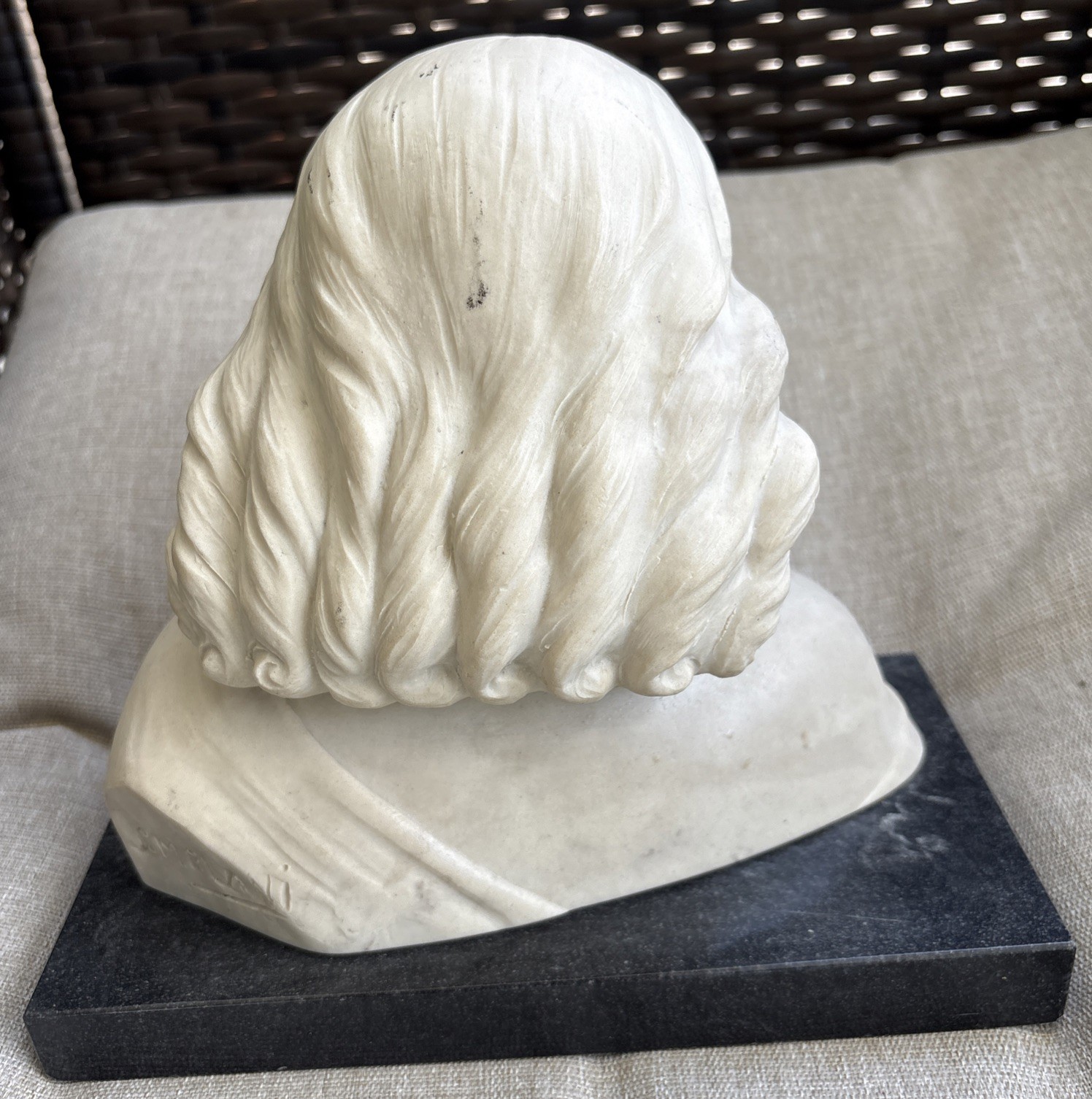 Salvatore Melani Faux Marble Statue Young Girl Innocence Art Italy Sculpture Vtg