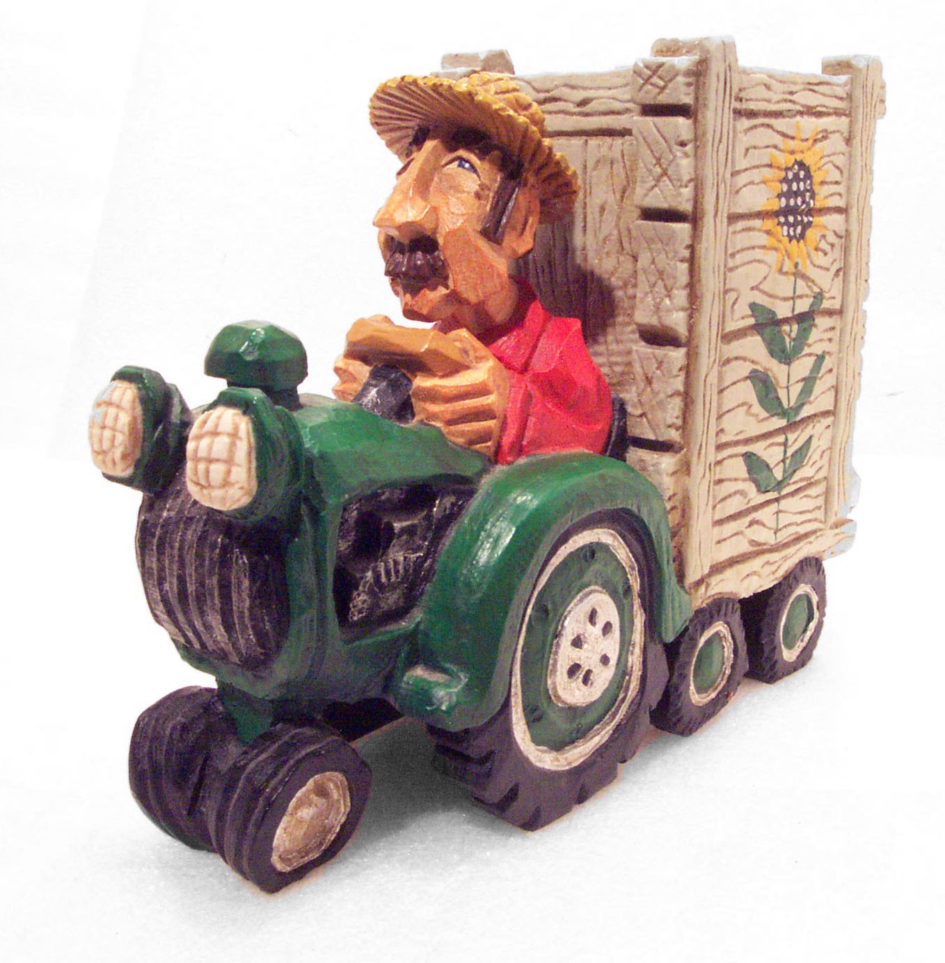 Vintage TRUCK FARM Sunflower Farmer Tractor David Frykman 2002 Folk Art