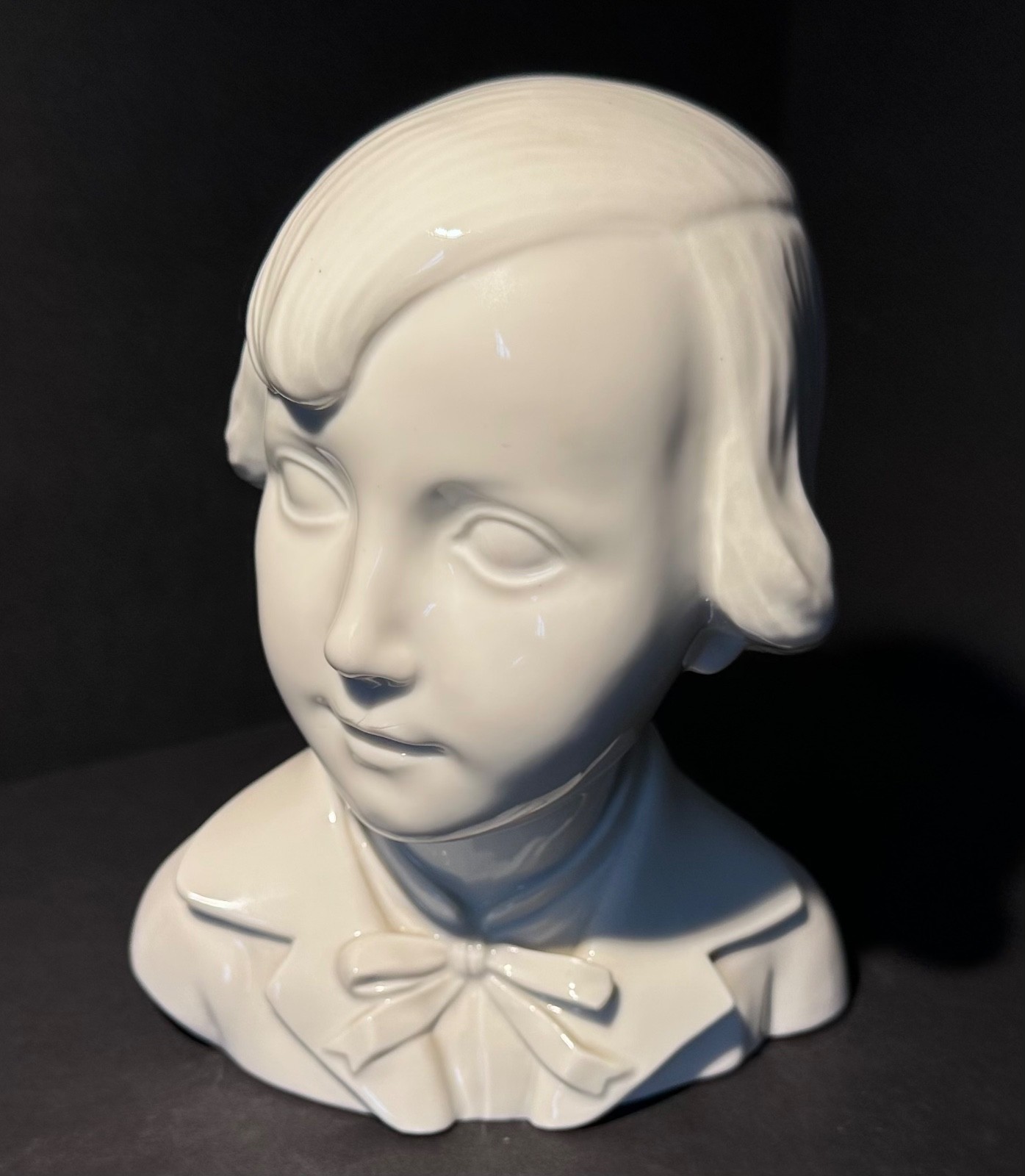 Vintage Augarten Porcelain Vienna Bust of Young Boy Authentic Blue Shield Crown