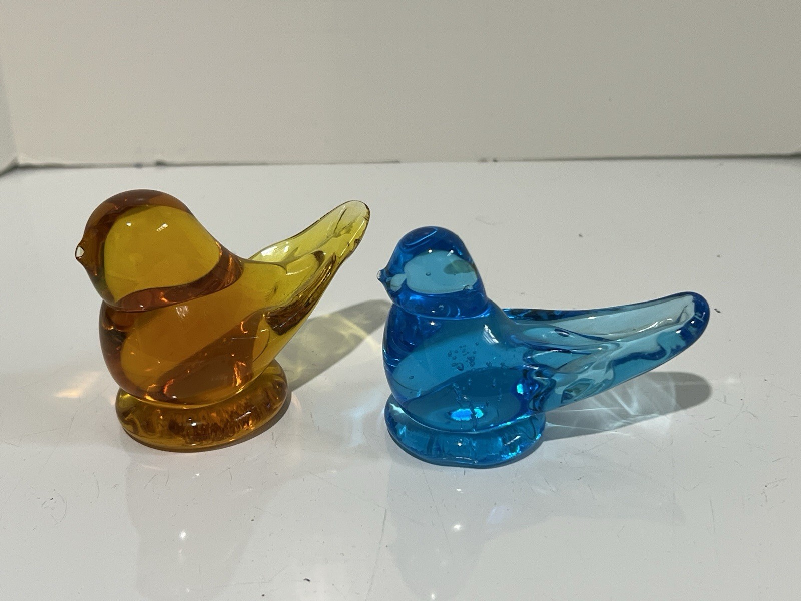 Vtg Roy Ray & Leo Ward Blue Bird of Happiness lot of 2 Glass Figure Signed 1992