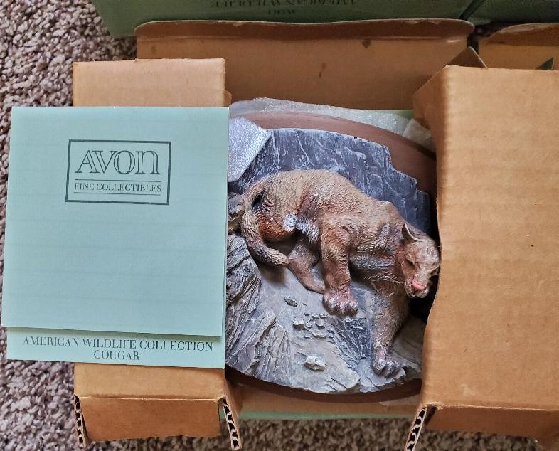 Avon 1988 Wildlife Collection, Bear, Elk, Ram & Cougar. In Original Boxes.