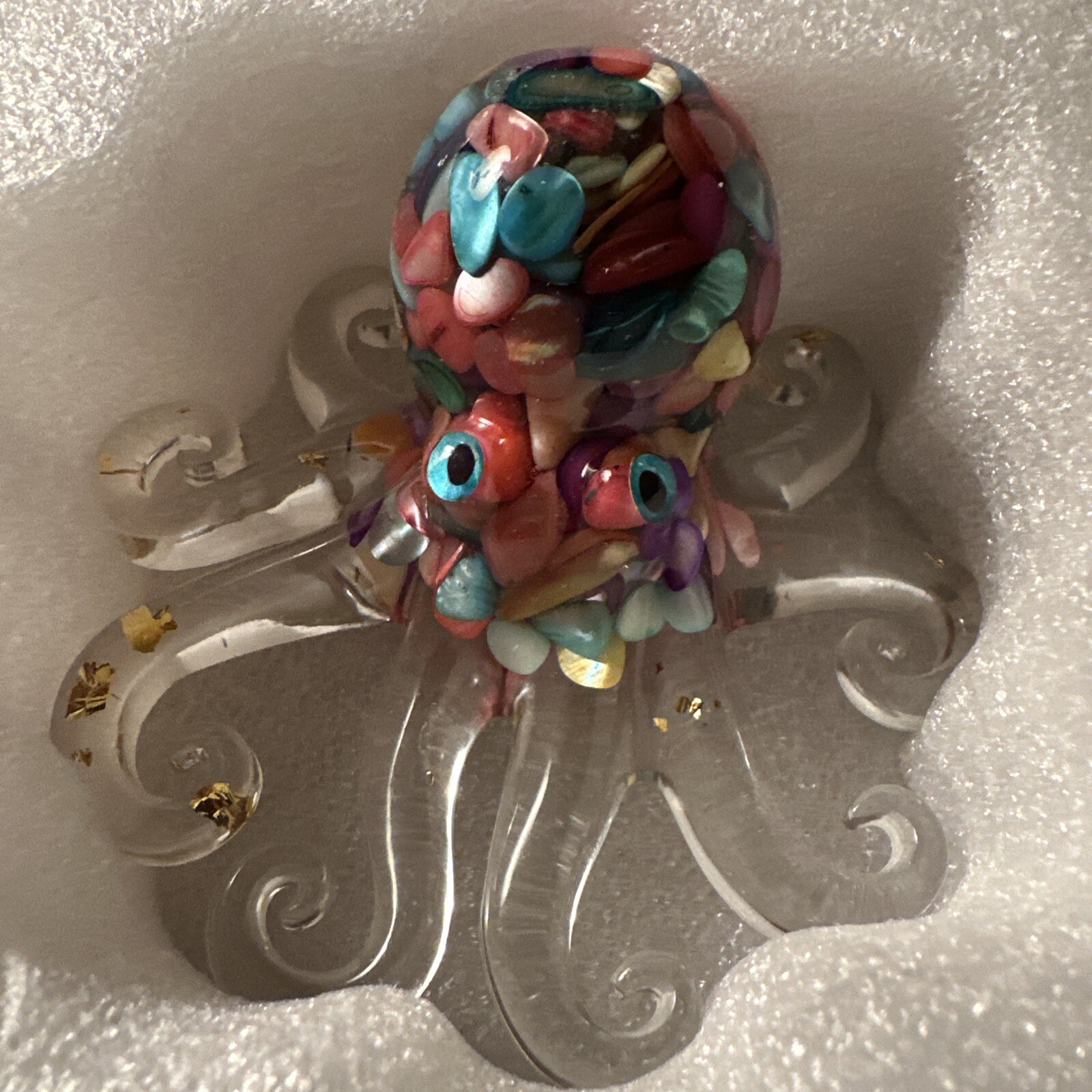Adorable Crystal W/multi Colored Stones “Octopus” Resin Figurine