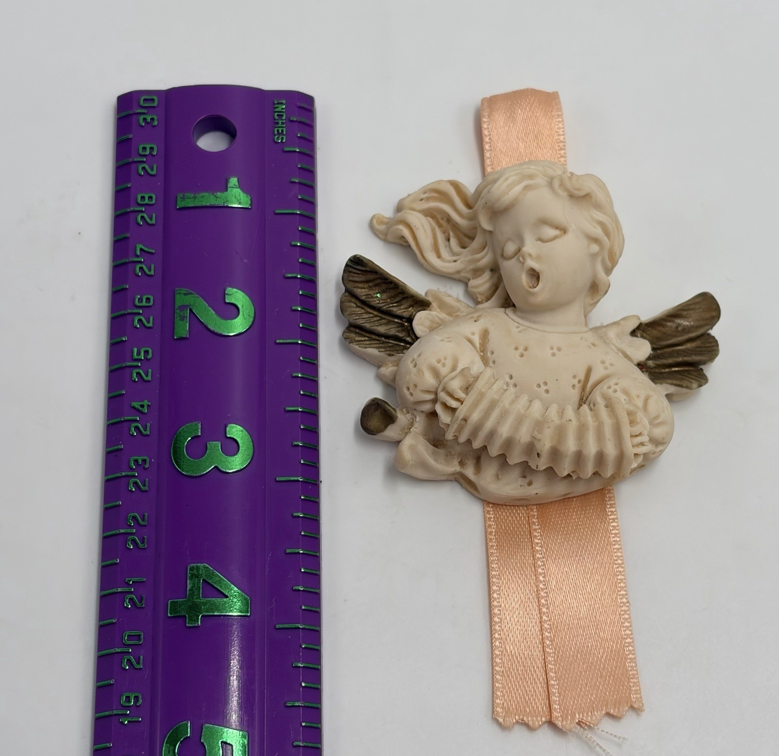 VTG Italian Cherub Musical Angel Figurine Accordion Ornament Satin Hand Painted