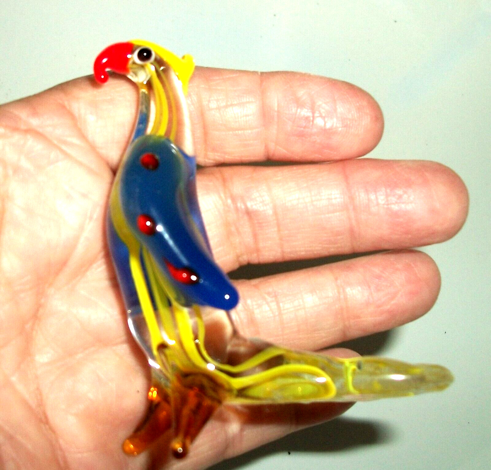 Vintage Blown Glass Art Rooster Cock Pheasant Bird Miniature Figurine 2.75″ T