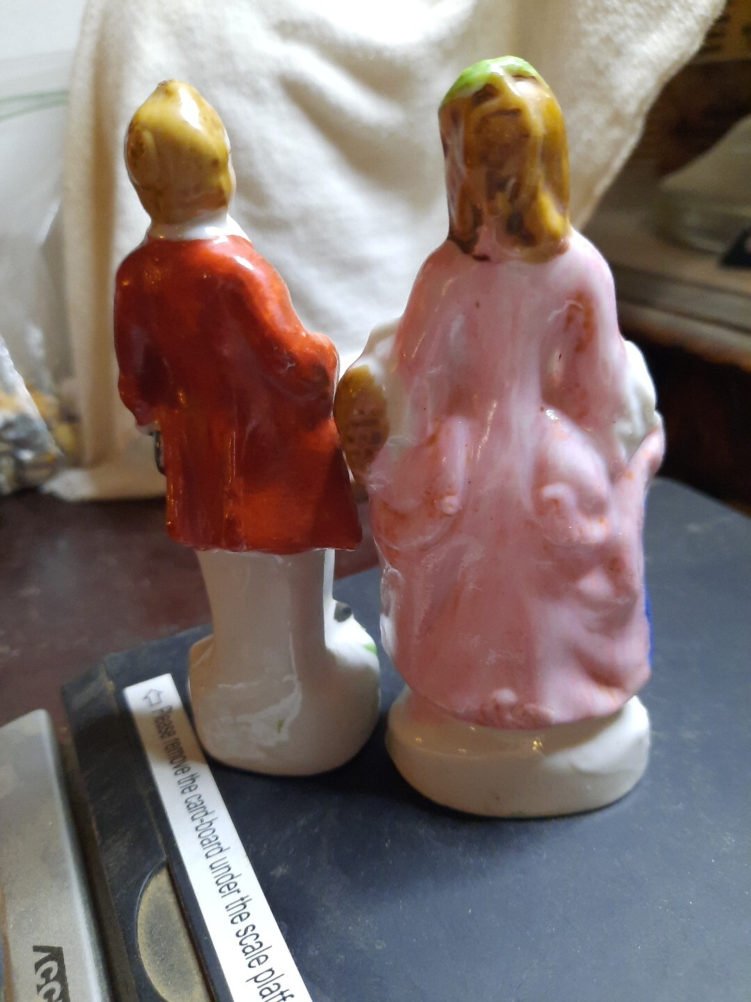 Porcelain figures, man In Jacket And woman In Dress Multi colors, Made In Japan