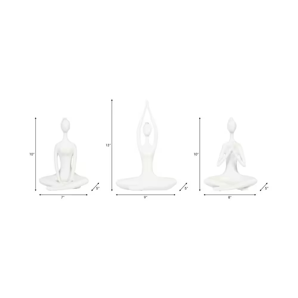 White 8.5 In. X 10 In. Resin Yoga Ladies Figurine (Set of 3)