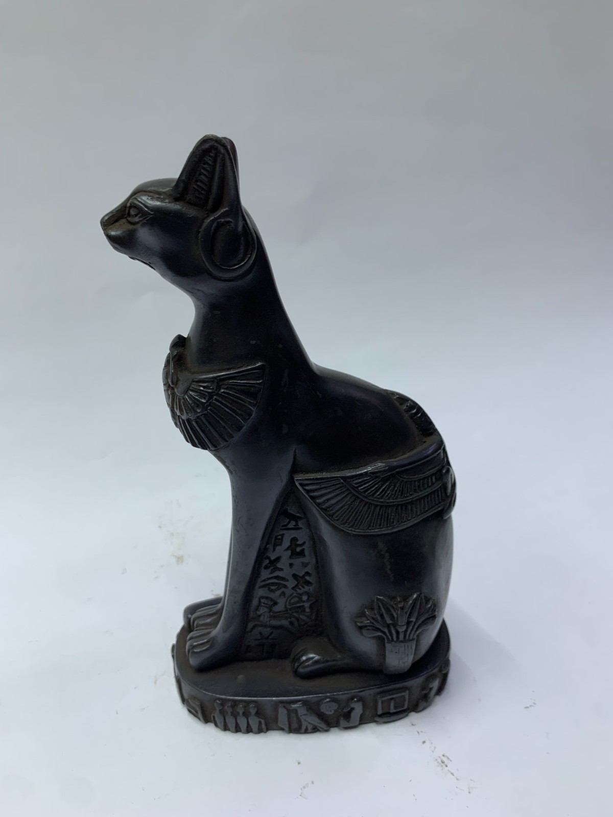 Unique Ancient Egyptian Antique Statue Stone Goddess Bastet Cat Winged Scarab