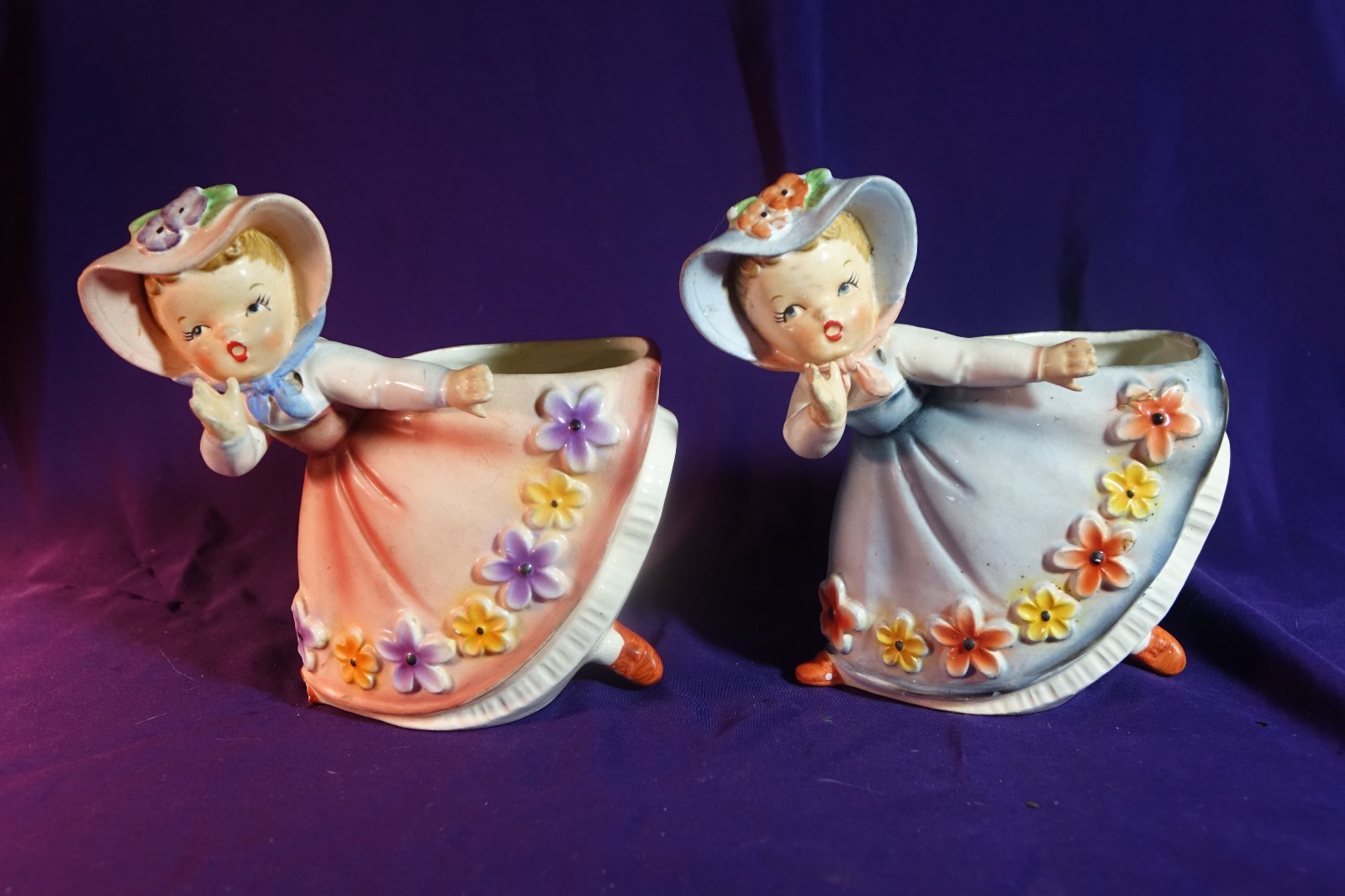 2 UCAGO JAPAN ‘cute GIRL FIGURAL PLANTERS