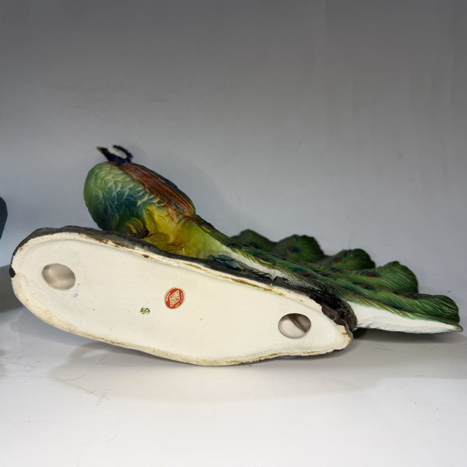 Vintage Ceramic 8.5″ Long Peacock Bird Figurine Artmark Set of 2 Japan