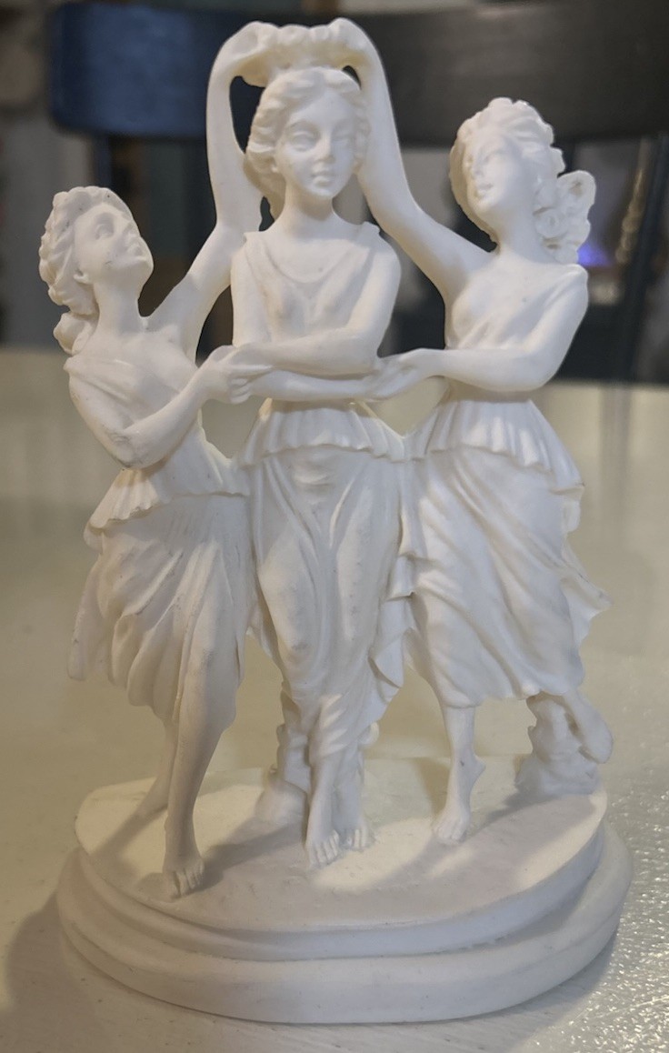 VTG The Three Graces Ancient Greek Statue Museum Copy Carved Alabaster Greece 6”