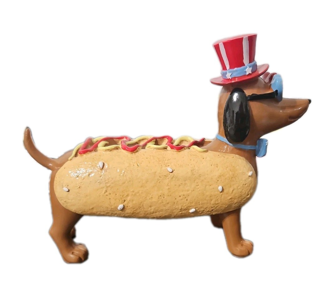 Patriotic 4th Of July Memorial Day Dauchound Hot Dog Figurine Americana New