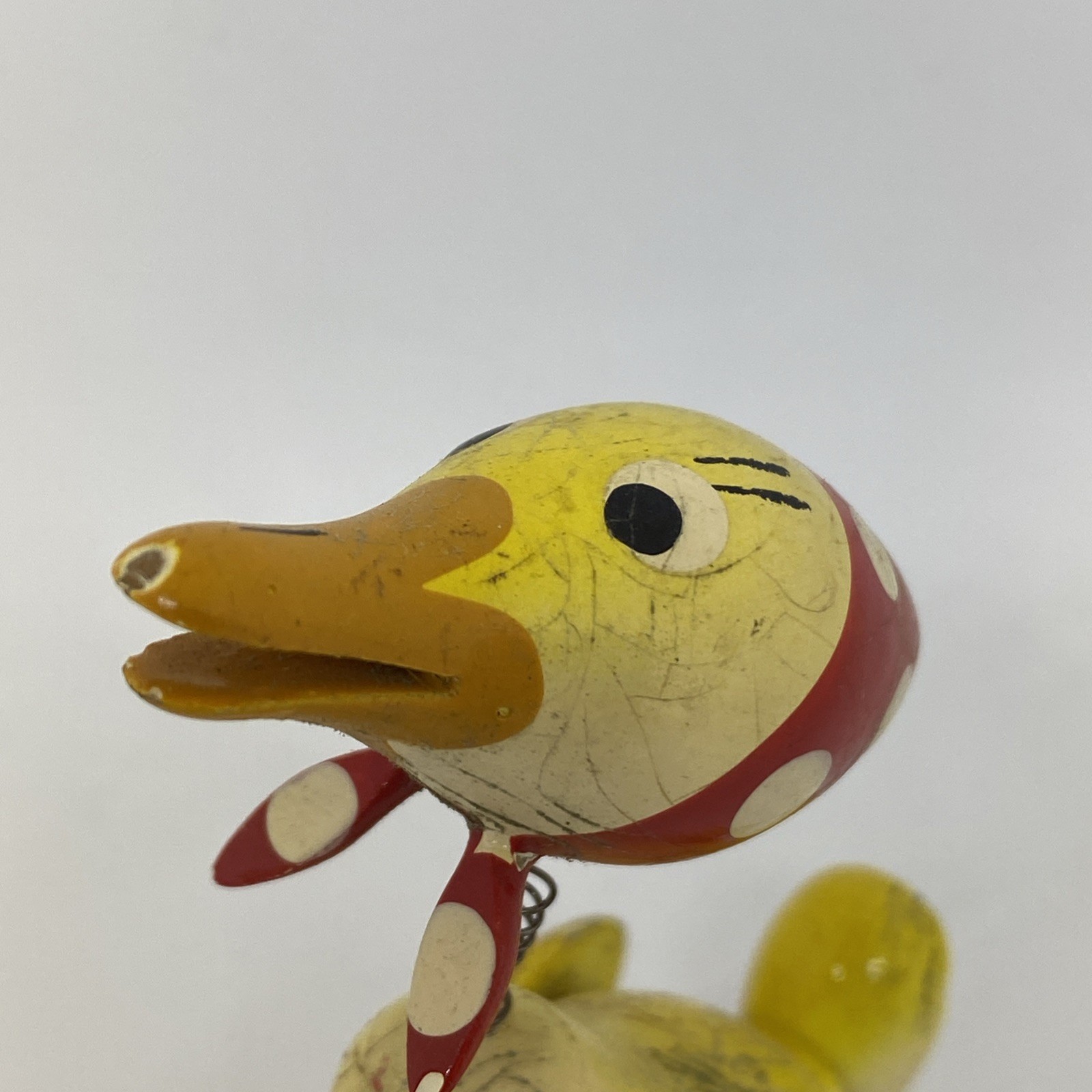 Vintage Goula Spain Wood Duck Mother Goose Nodder Wobbler Bobblehead Figurine