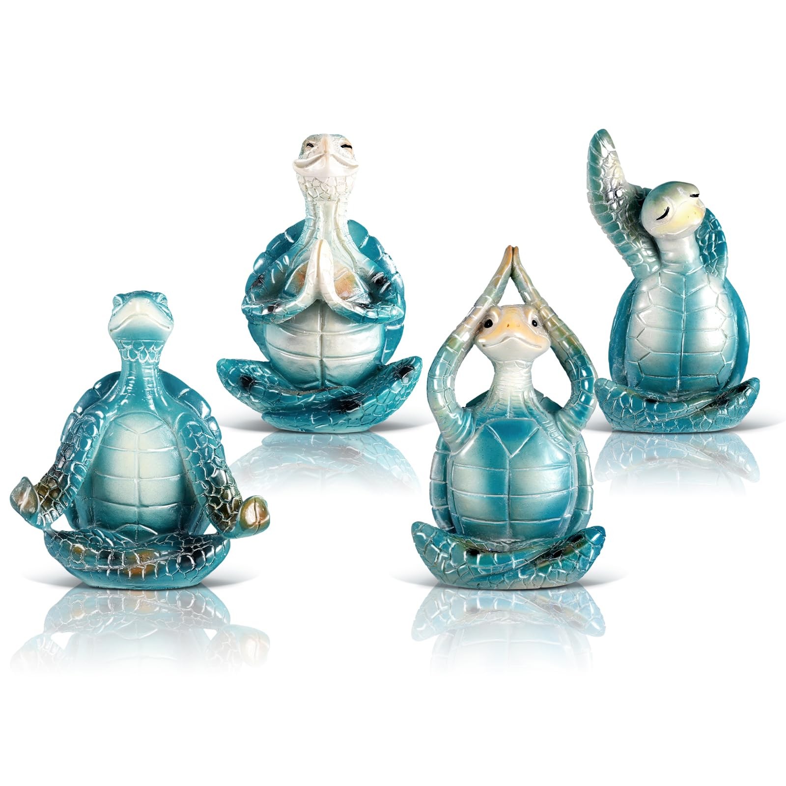 4 Pcs Sea Turtle Meditation Yoga Decor Zen Sea Turtles Garden Statue Figurine