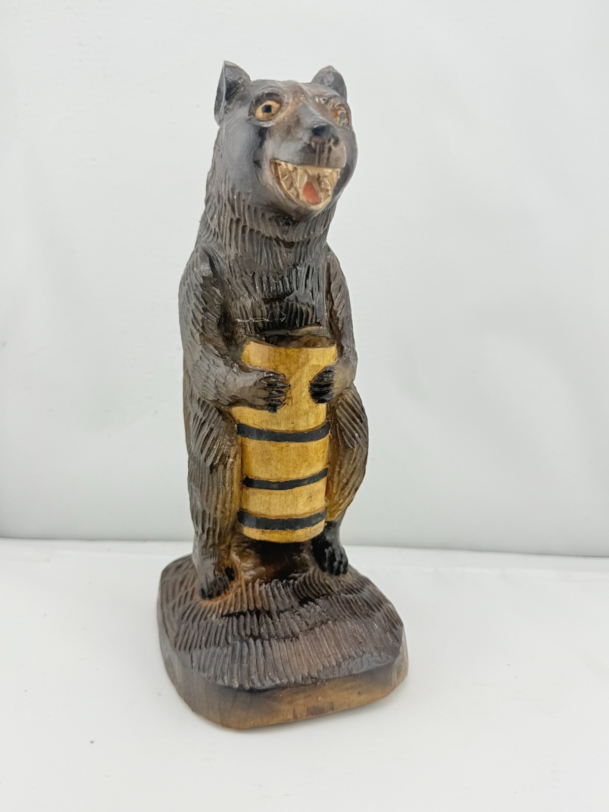 Vintage Antique Hand Carved Black Forest Brown Bear 8” tall tobacco