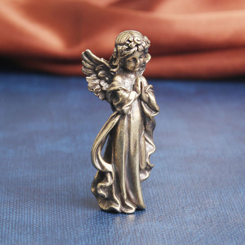 Solid Brass Angel Figurine Mini Angel Statue House Decoration Figurines Gift
