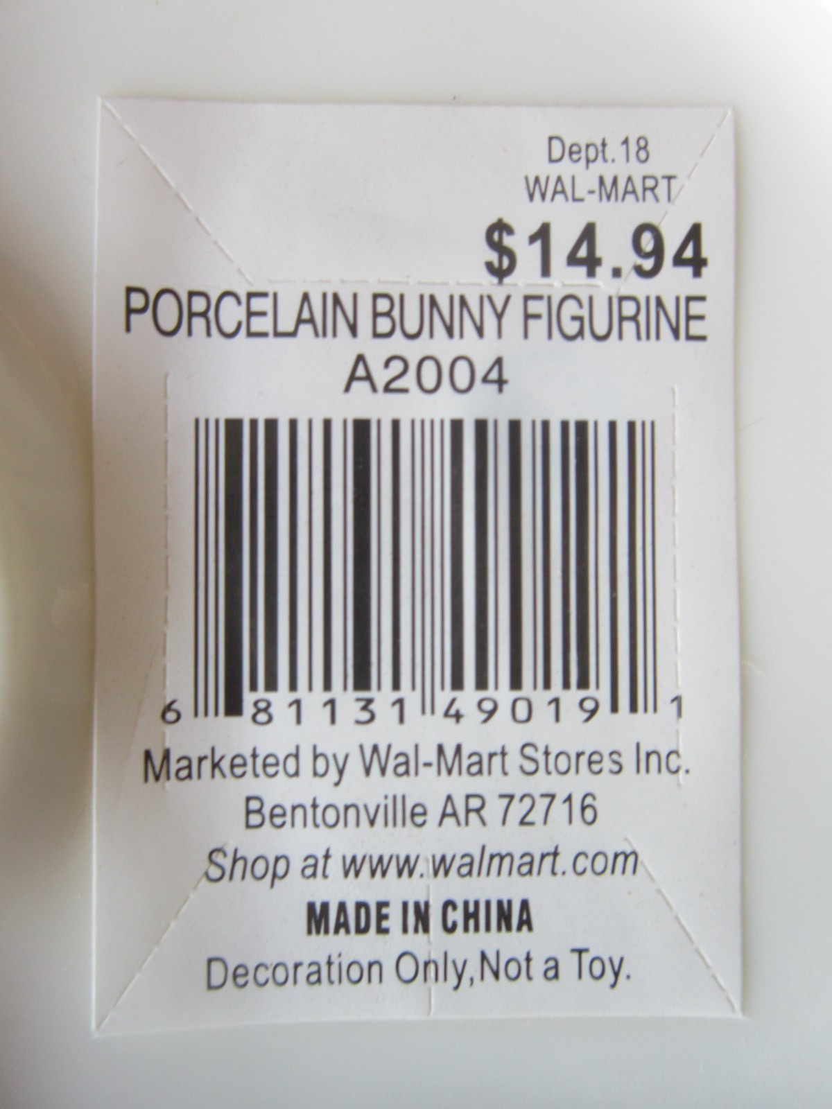 New! 8″ Light gray PORCELAIN BUNNY FIGURINE Model #A2004 Rabbit statue Decor