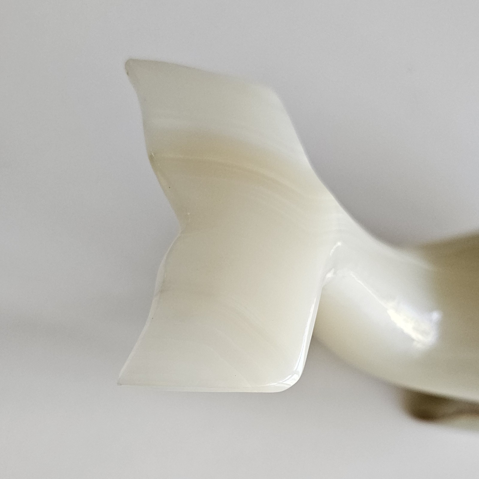 Vintage Polished Onyx Whale Figurine – Mid-Century Modern Stone Sculpture – 9″