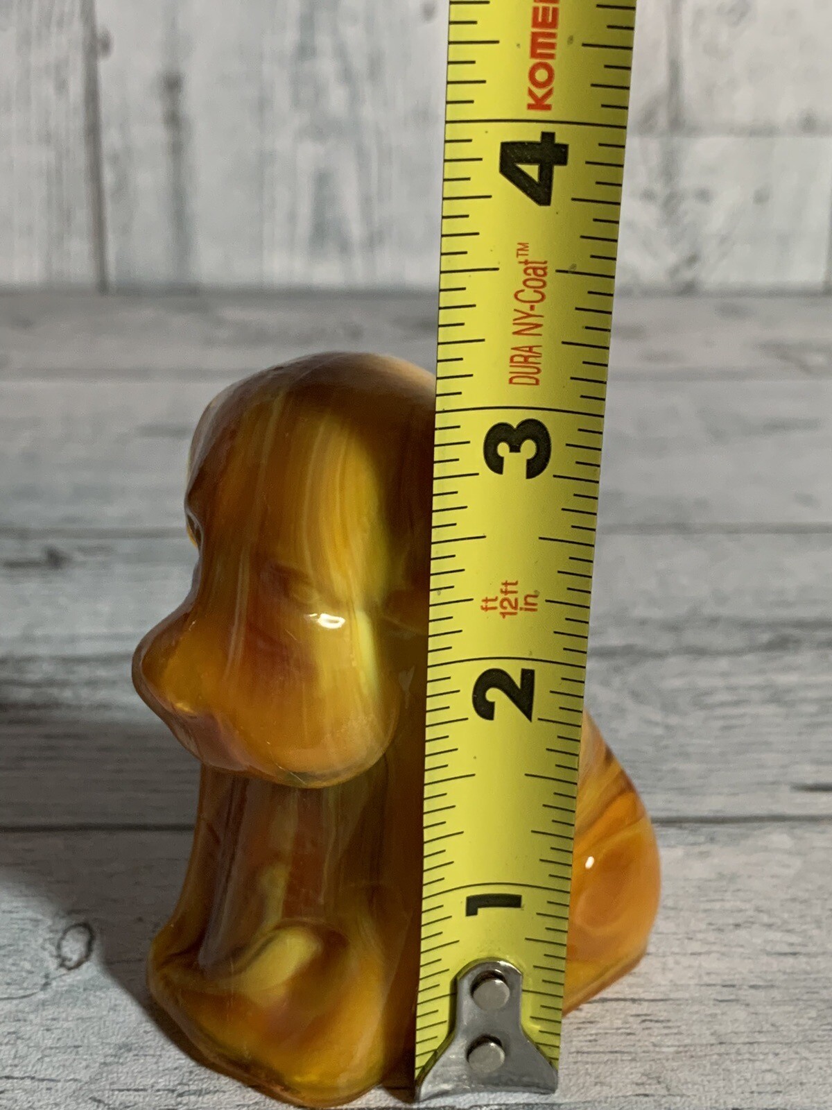 Vtg Pooch The Dog Degenhart Bittersweet Burnt Orange Slag Glass UV Glow Marked D