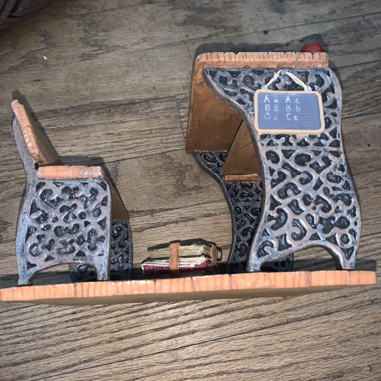 MINIATURE VTG School Desk -Resin And Metal – Excellent Shape