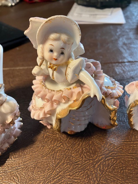 LOT OF 3 GEO Z LEFTON VINTAGE SOUTHERN BELLES FINE CHINA RUFFLES