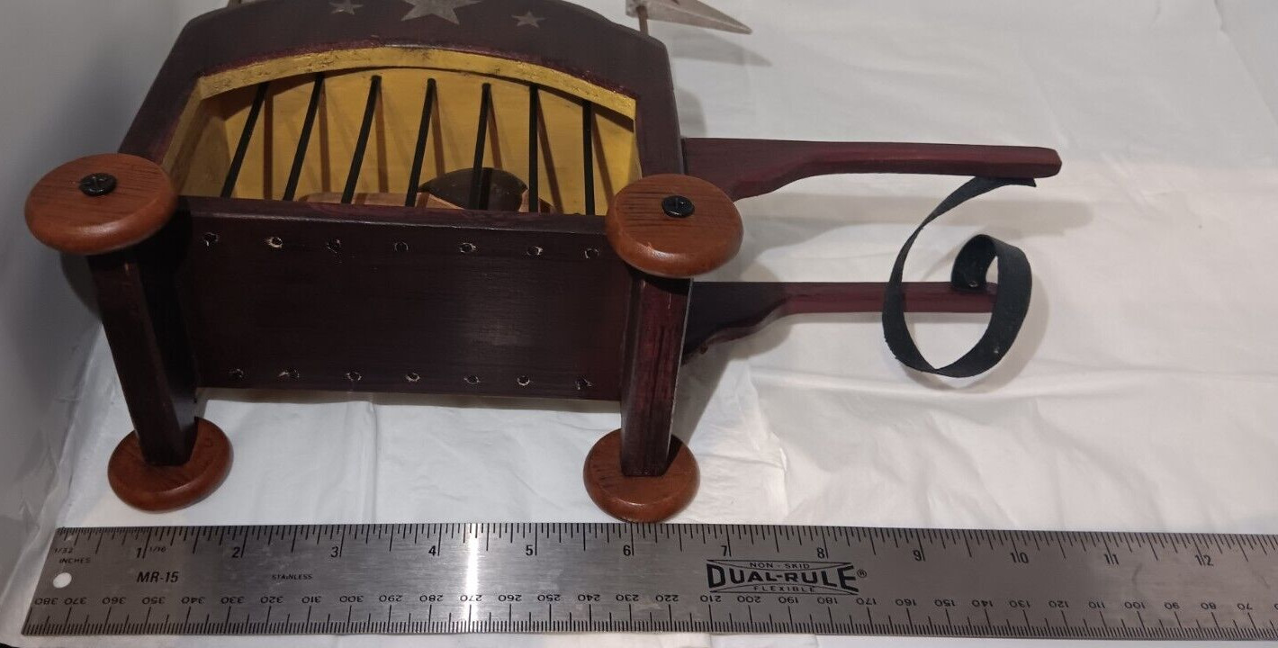 Vintage Handmade Wood Carved Circus Cart With Wood Lion