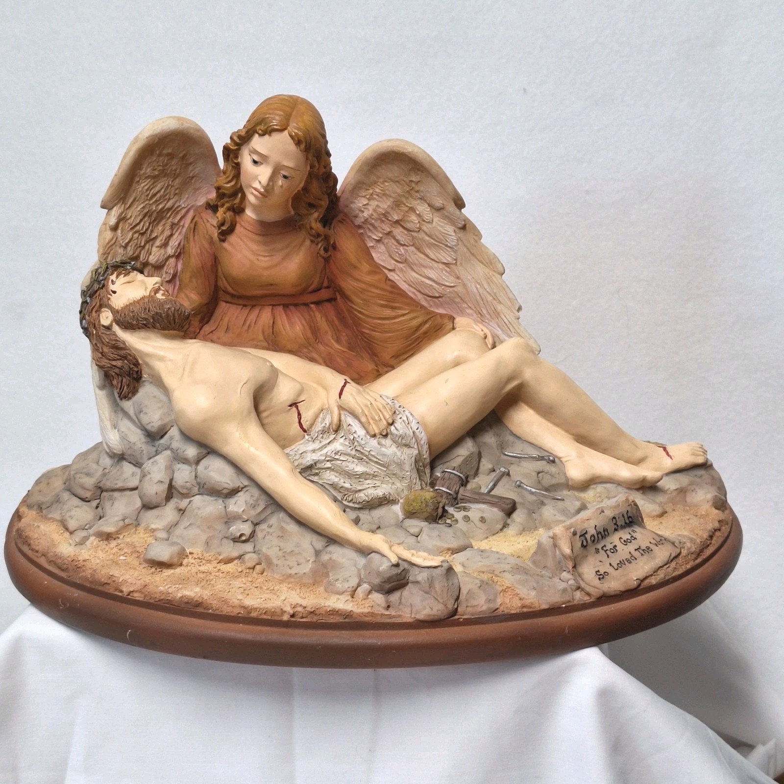 Religious Easter Jesus Crucified And Resurrection Angel Garden Tomb John 3:16