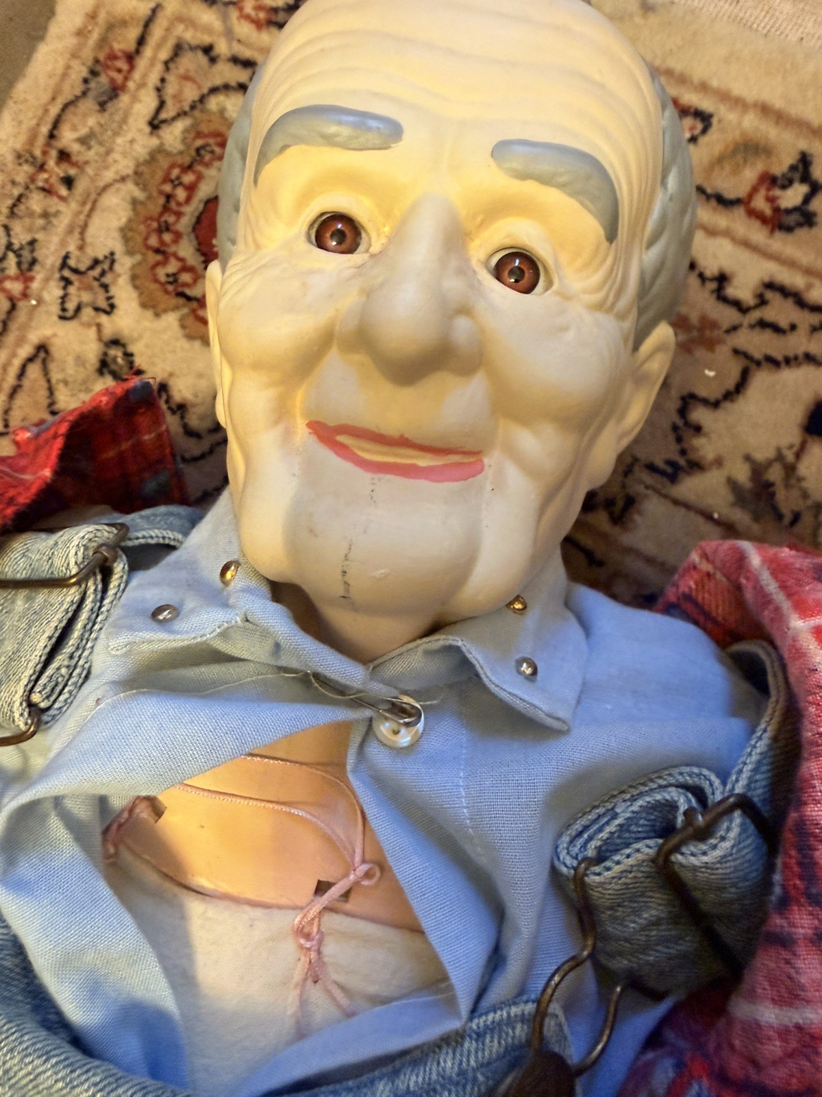 Vintage Grandma & Grandpa Porcelain Porch Sitters Wallace Style Pair Adorable!