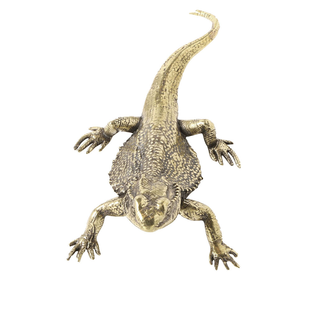 Brass Lizard Animal Statue Small Sculpture Tabletop Figurine Home Decor Gift US
