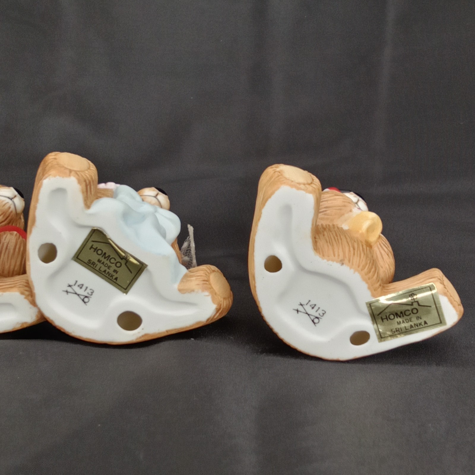 Vintage 1980s Home Interiors HomCo Teddy Bear Figurine Set Of 4
