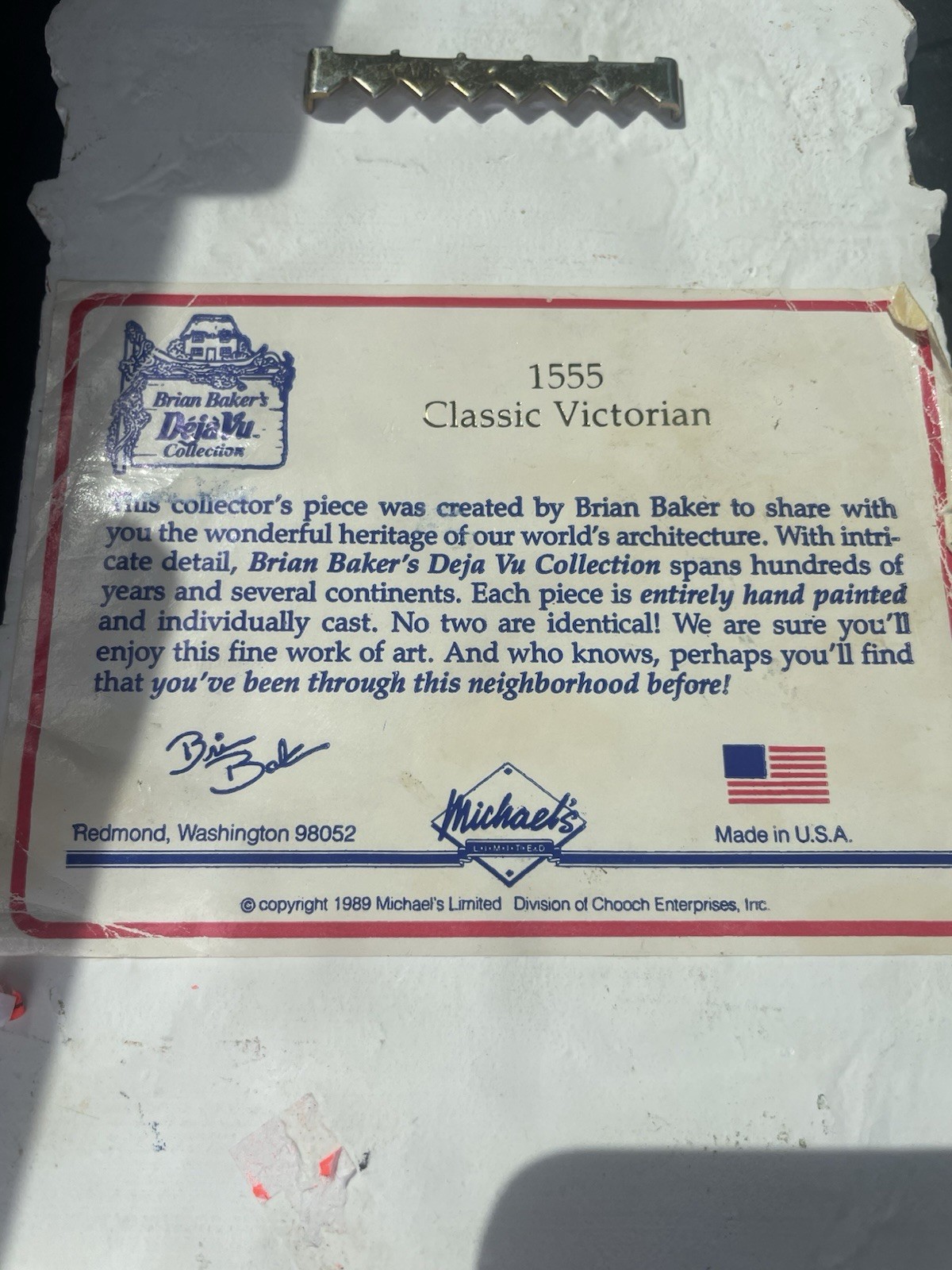 Vintage Brian Baker Collection Deja vu Collection#1555 Classic Victorian