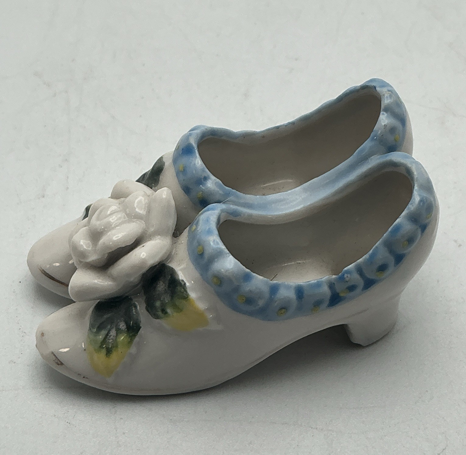 Vintage Bone China Porcelain Pair of Shoes Figurine Japan 1950s See Photos