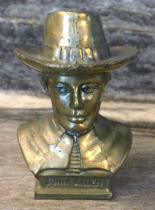 Vintage 2.25 in. Tall Casdt Metal Bust of Pilgrim John Alden