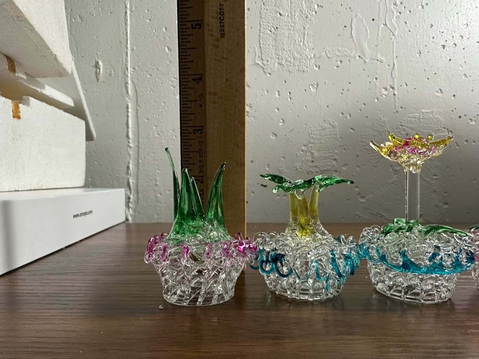 Mini Blown Glass Figurine Plant Set