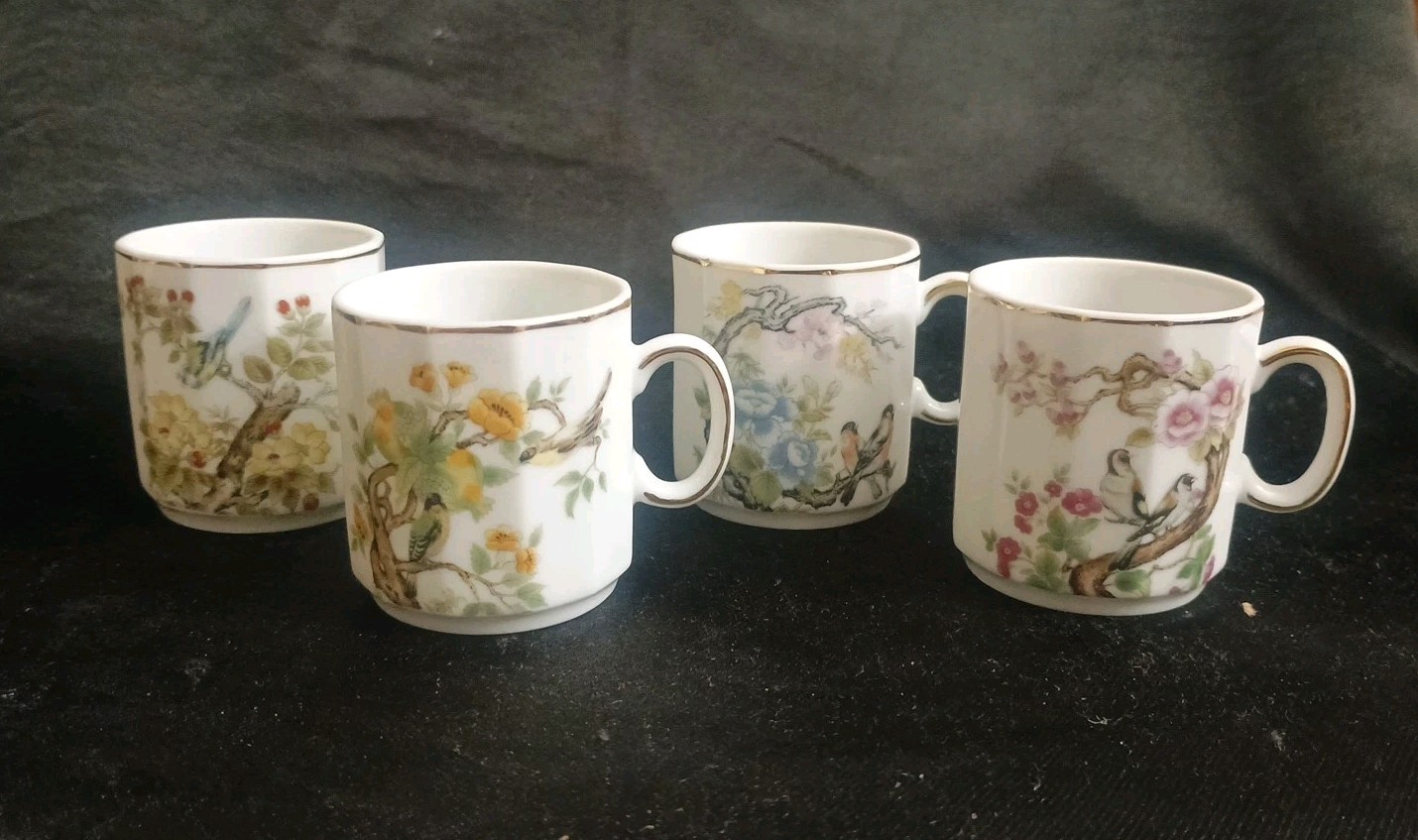 Andrea By Sadek Demitasse Cups- Set of 4- Exotic Birds #9723