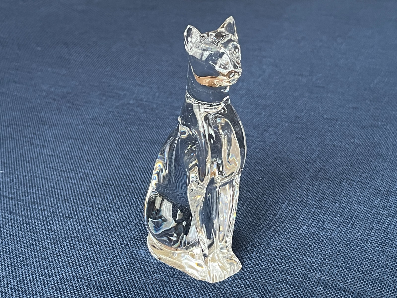 Baccarat France Crystal Egyptian Cat Figurine 6.25″ tall