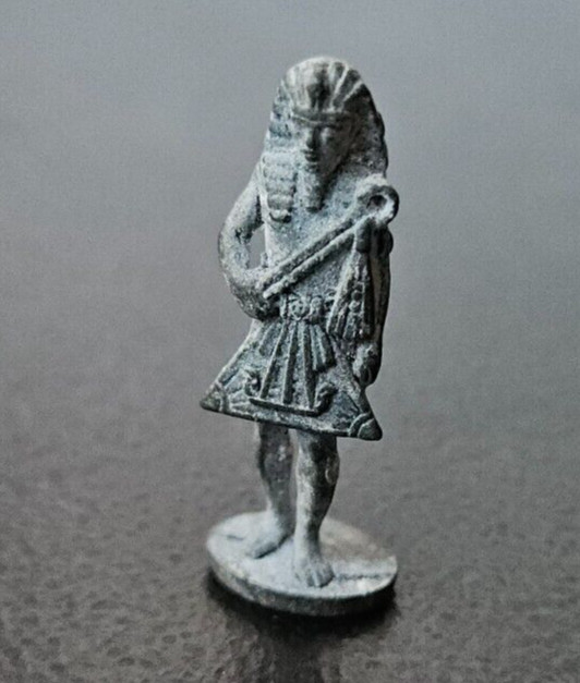 VINTAGE ANCIENT EGYPT METAL WARRIOR FIGURINE. DETAILED. SIGNED ON BOTTOM