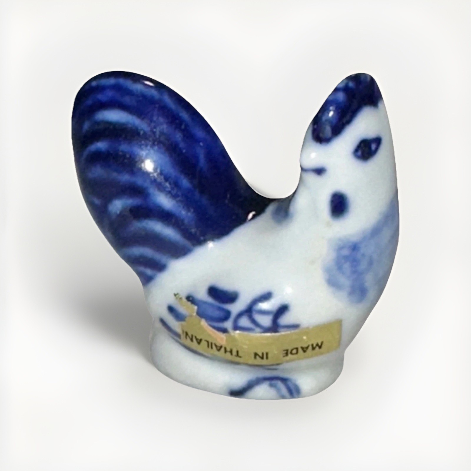 Delft Style Blue & White Hand Painted Rooster Vintage Ceramic Porcelain Painted