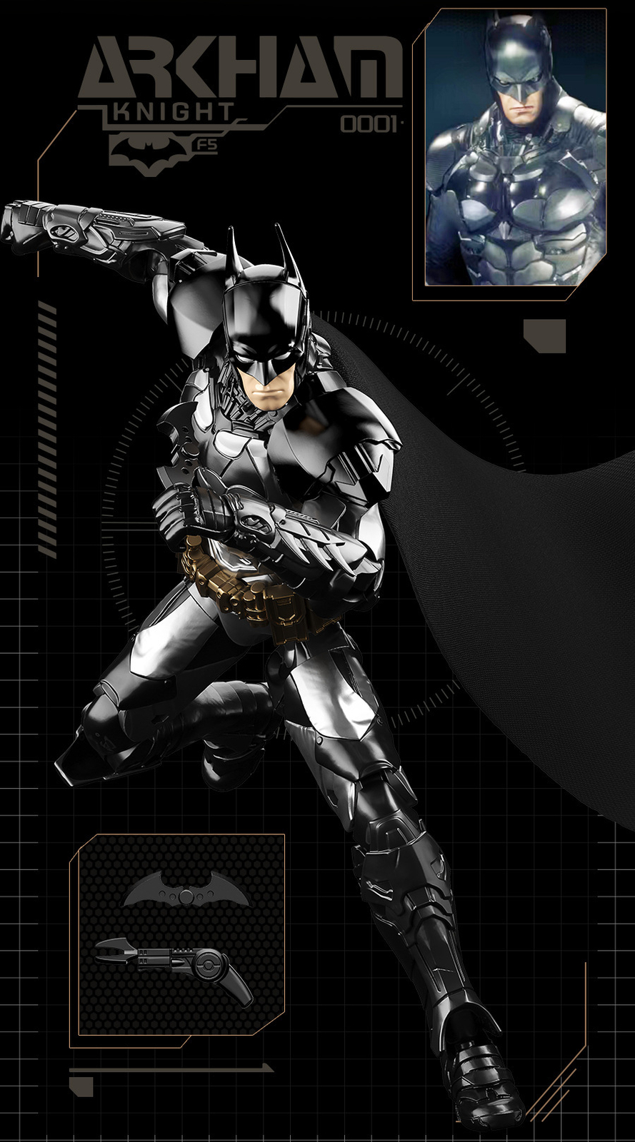 YUANYE DC Justice League F5 Batman Arkham Knight Batsuit V8.04 Model Kit Age14+