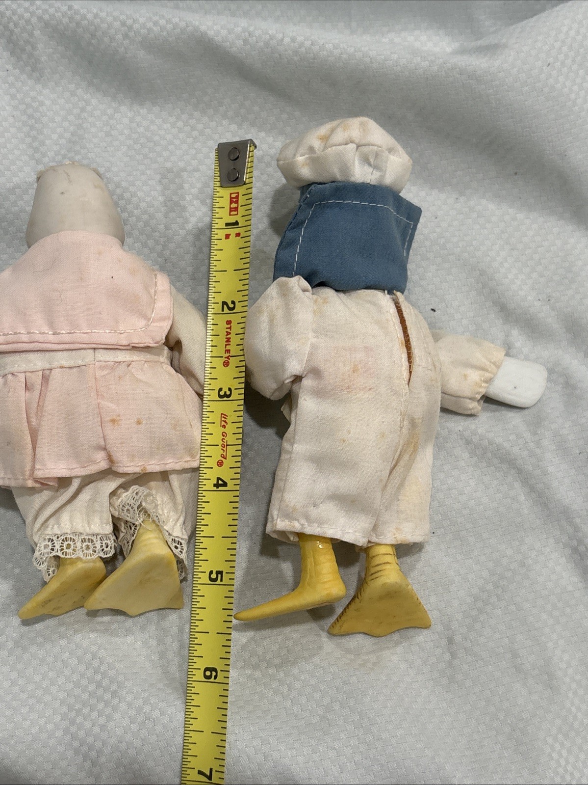 Russ Berrie Mini White Duck/Goose Nautical Sailor Outfit Couple Blue & Pink
