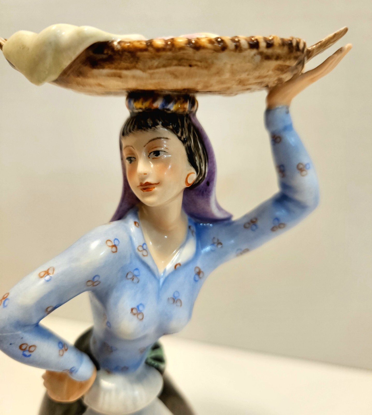 Vista Alegre Porcelain Figurine Douro Litoral Lady Basket Holding Fish Portugal