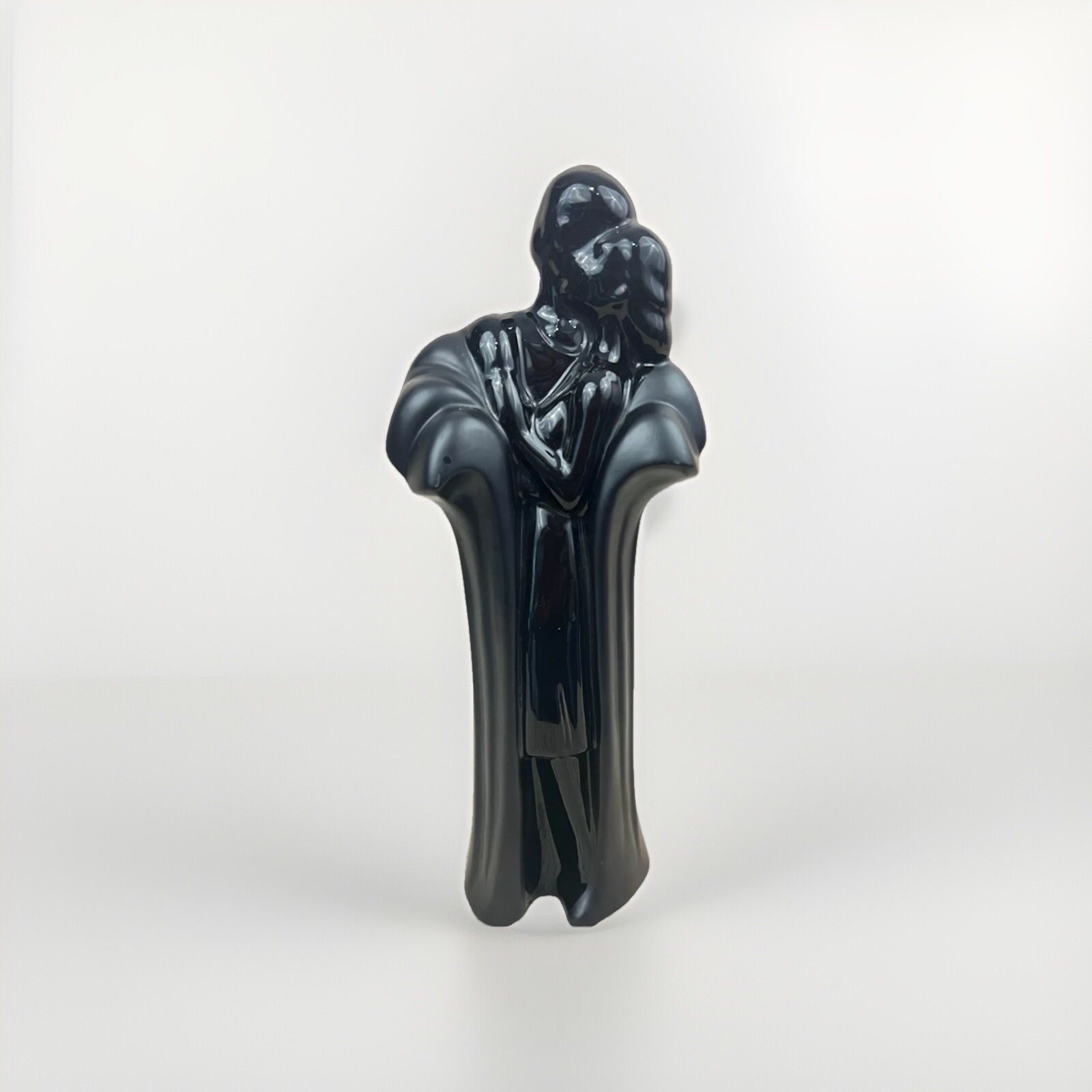 Vintage 80s Black Art Deco Lovers Sculpture 12″ Ceramic Silhouette Shelf Decor 1