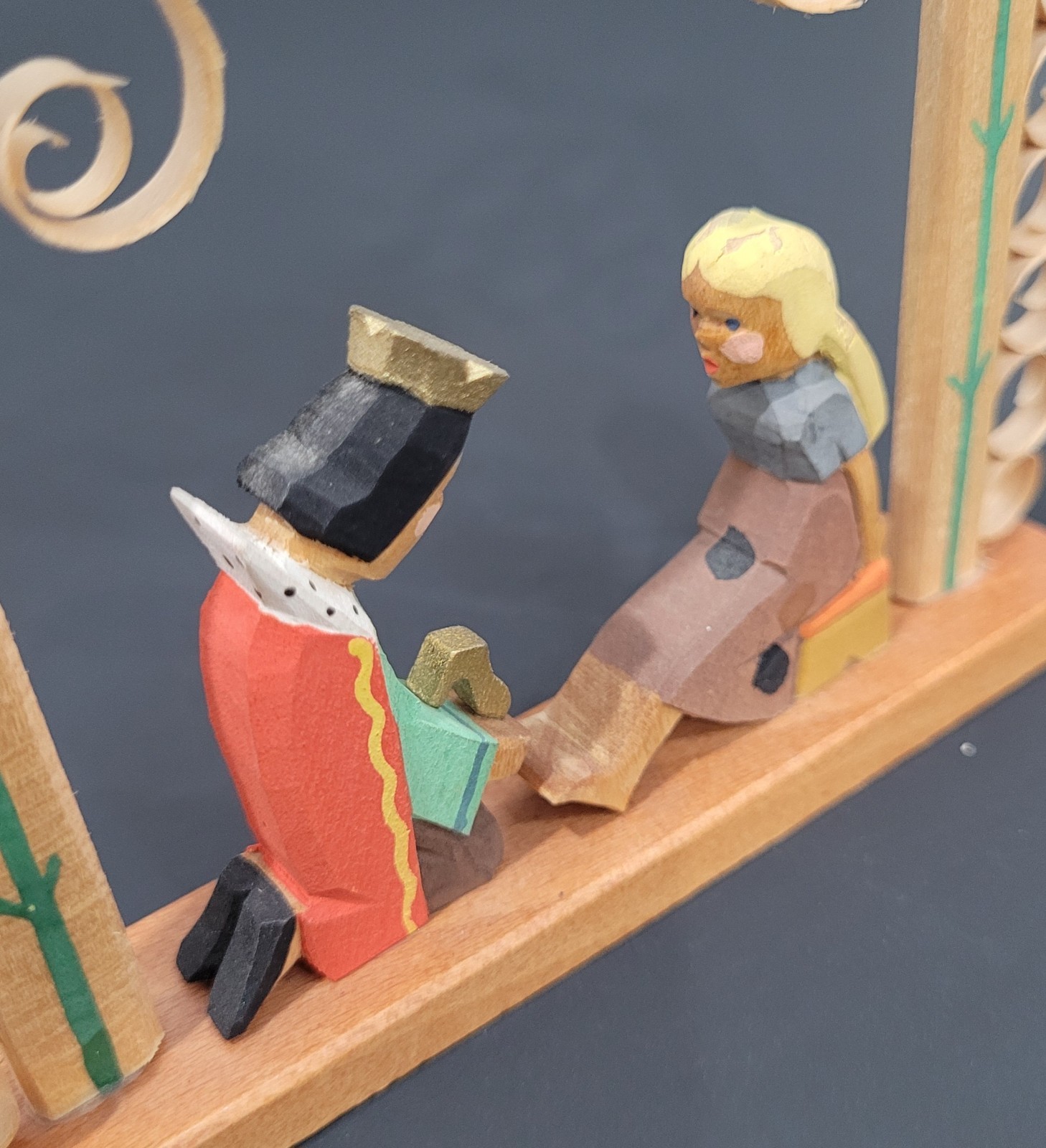 Vintage Erzgebirge Expertic Cinderella With Prince Wooden Figurine