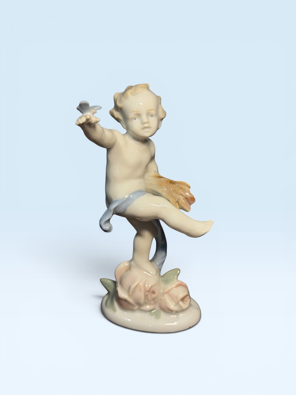 Vintage M.O. Metzler & Ortloff Germany Porcelain Cherub Figurine c.1930s-50s