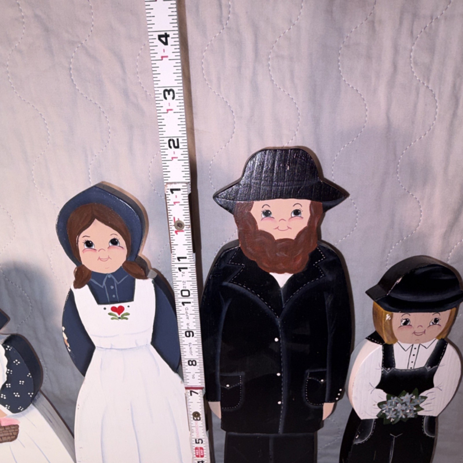 Handcrafted Hand Painted Multicolor Wood Family Figurines People 14” #1655