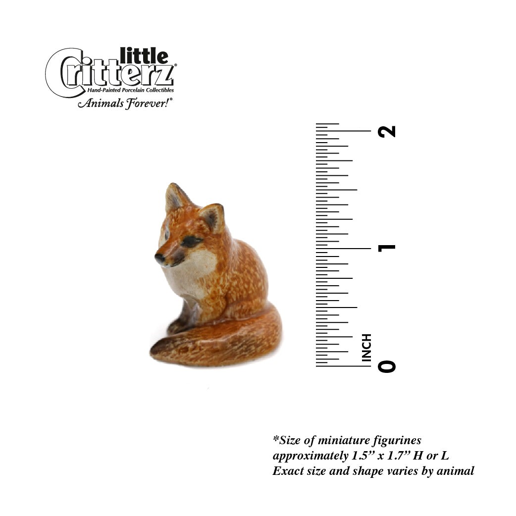 Little Critterz Brown – Fox “Brush” Animal – Miniature Porcelain Figurine